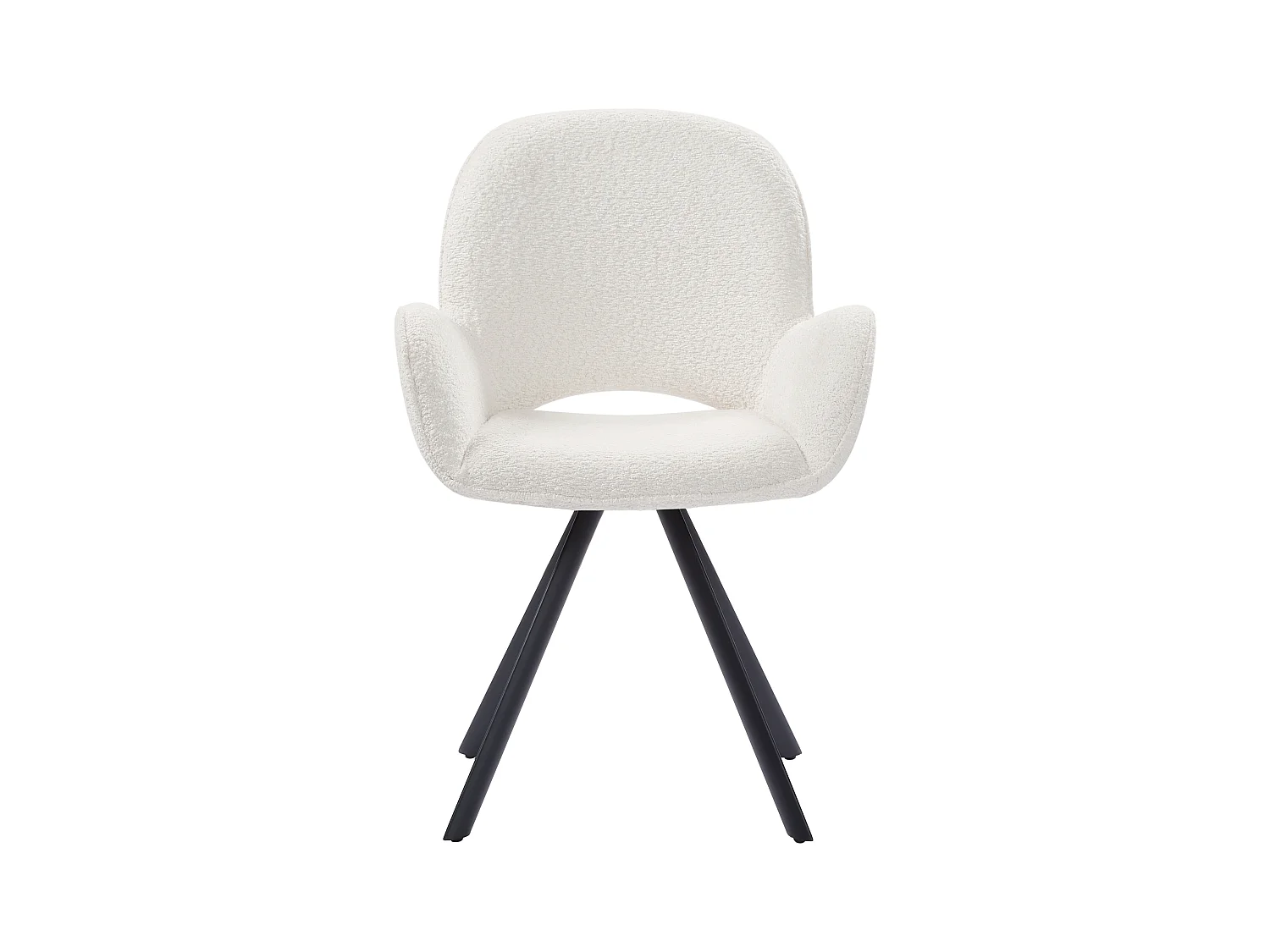 Juego de 2 sillas con brazos de tela rizada y metal negro - Blanco - DORNELA