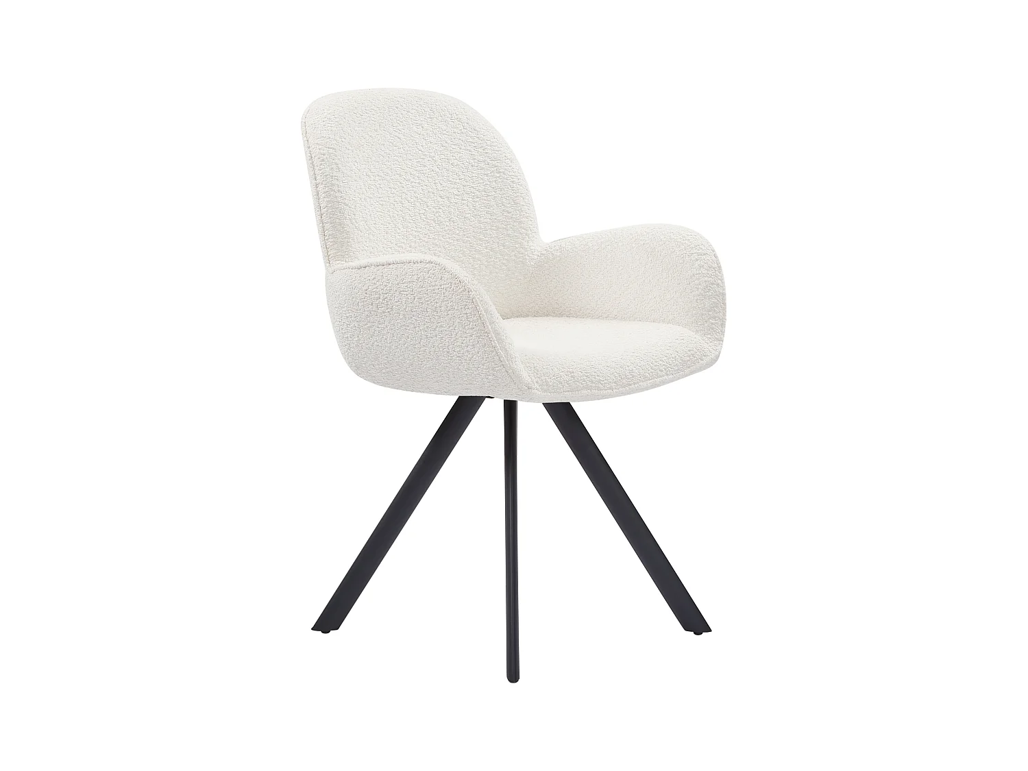 Juego de 2 sillas con brazos de tela rizada y metal negro - Blanco - DORNELA