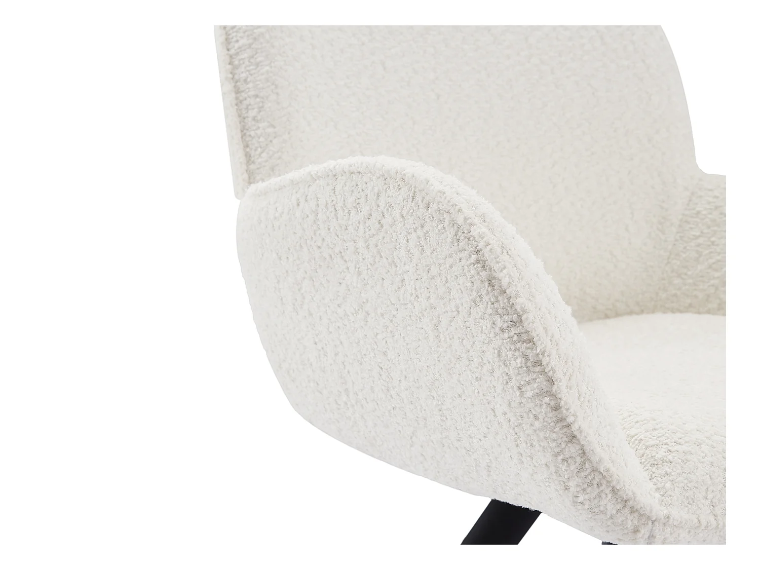 Juego de 2 sillas con brazos de tela rizada y metal negro - Blanco - DORNELA