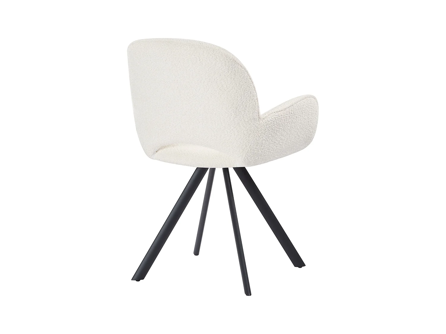 Juego de 2 sillas con brazos de tela rizada y metal negro - Blanco - DORNELA