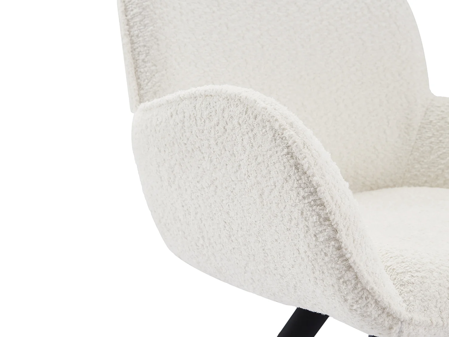 Lot de 2 chaises avec accoudoirs en tissu bouclette et métal noir - Blanc - DORNELA