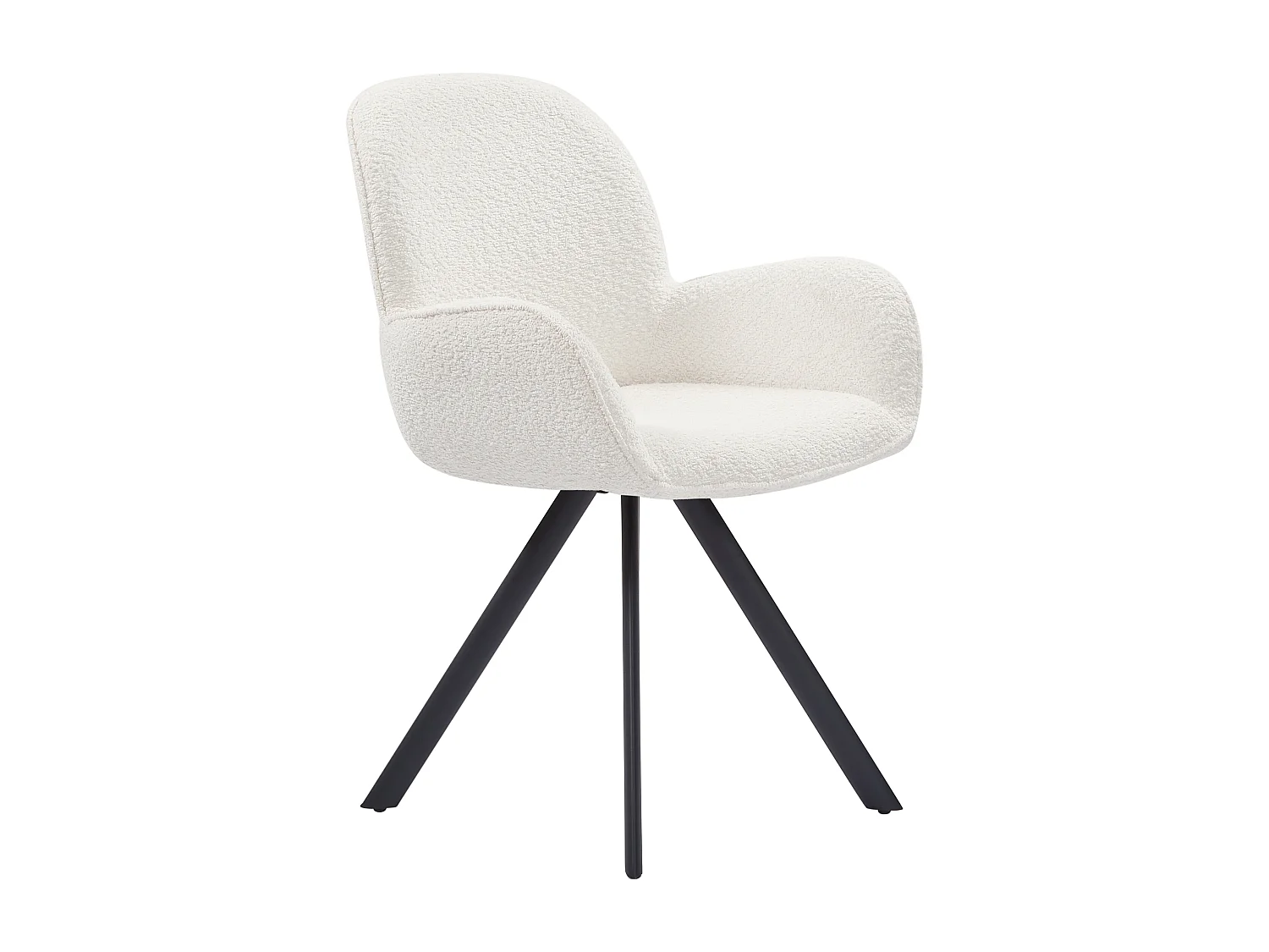 Lot de 2 chaises avec accoudoirs en tissu bouclette et métal noir - Blanc - DORNELA