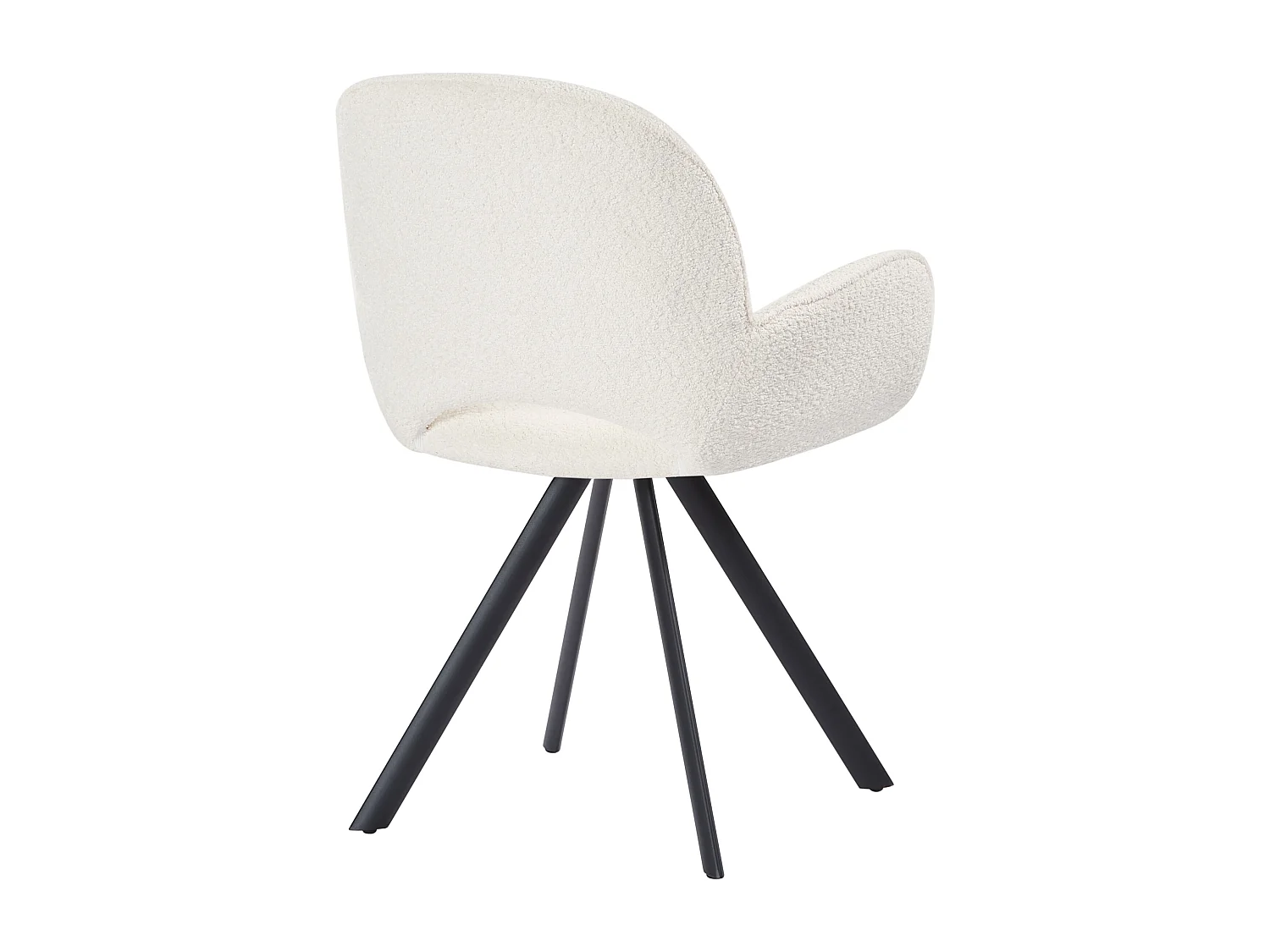 Lot de 2 chaises avec accoudoirs en tissu bouclette et métal noir - Blanc - DORNELA