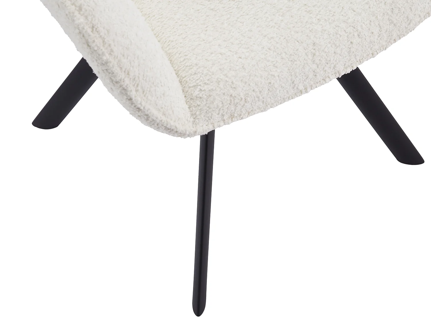 Lot de 2 chaises avec accoudoirs en tissu bouclette et métal noir - Blanc - DORNELA