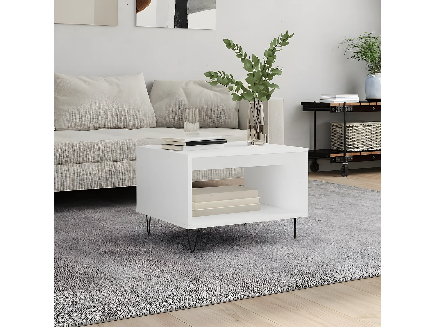 Couchtisch Beistelltisch Weiß 60x50x40 cm Holzwerkstoff -MN14373