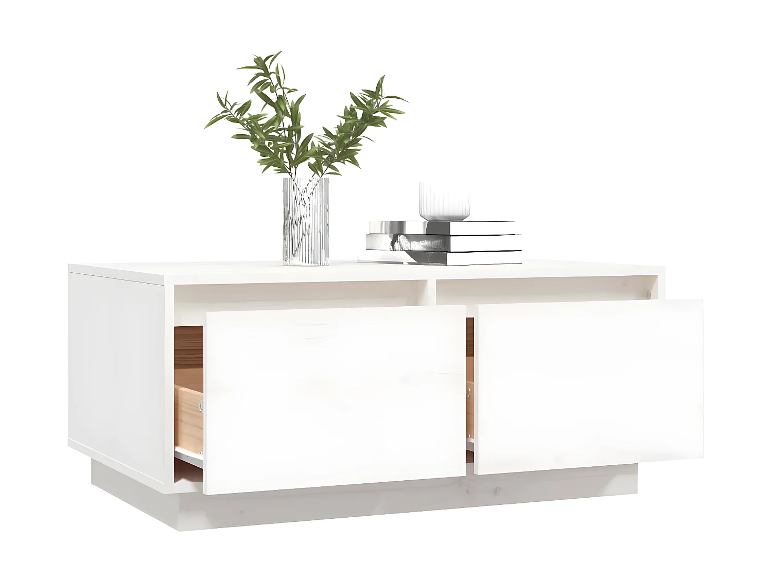 Couchtisch Beistelltisch Weiß 80x50x35 cm Massivholz Kiefer -MN94976