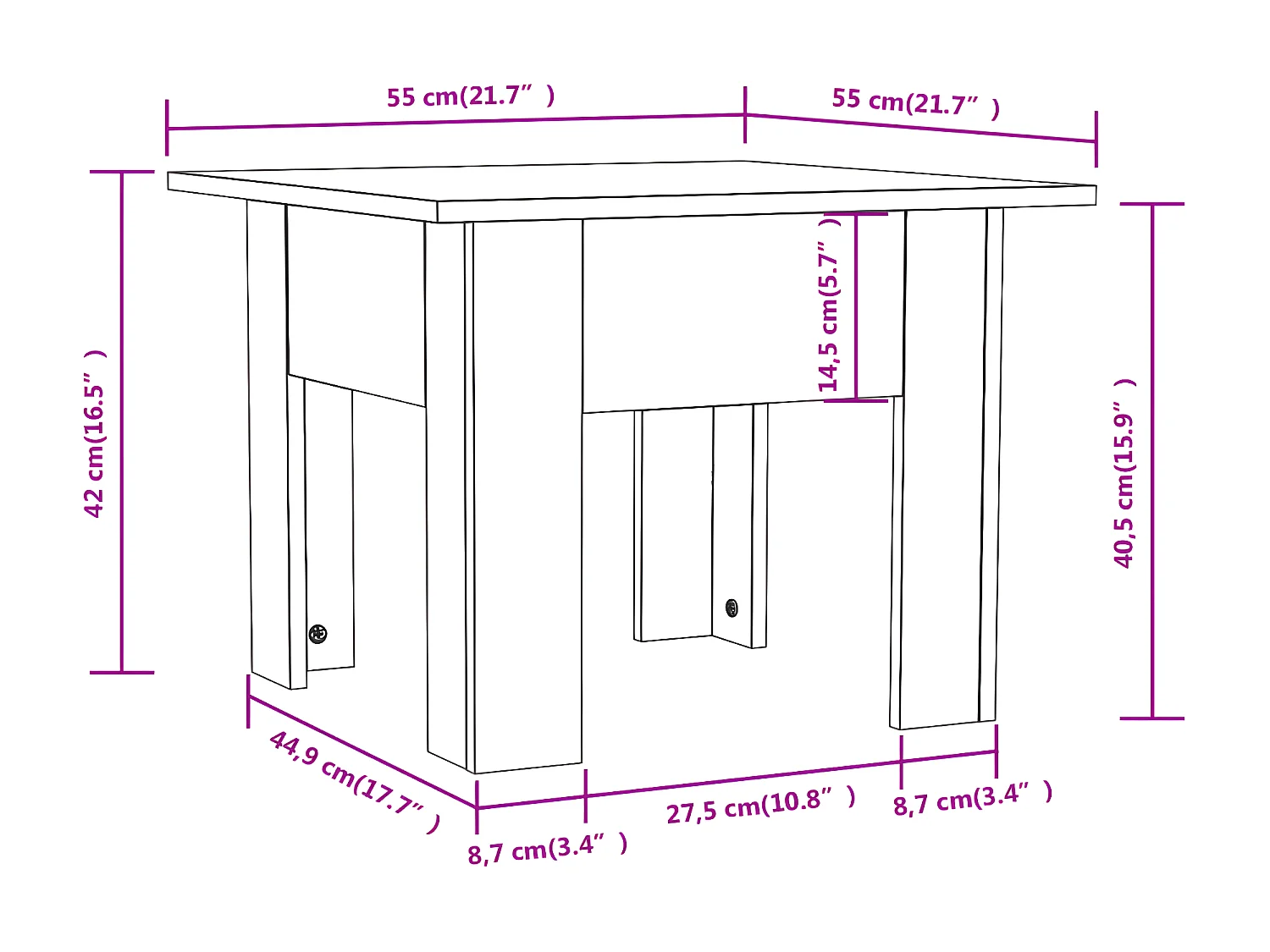 Couchtisch Beistelltisch Grau Sonoma 55x55x42 cm Holzwerkstoff -MN34736