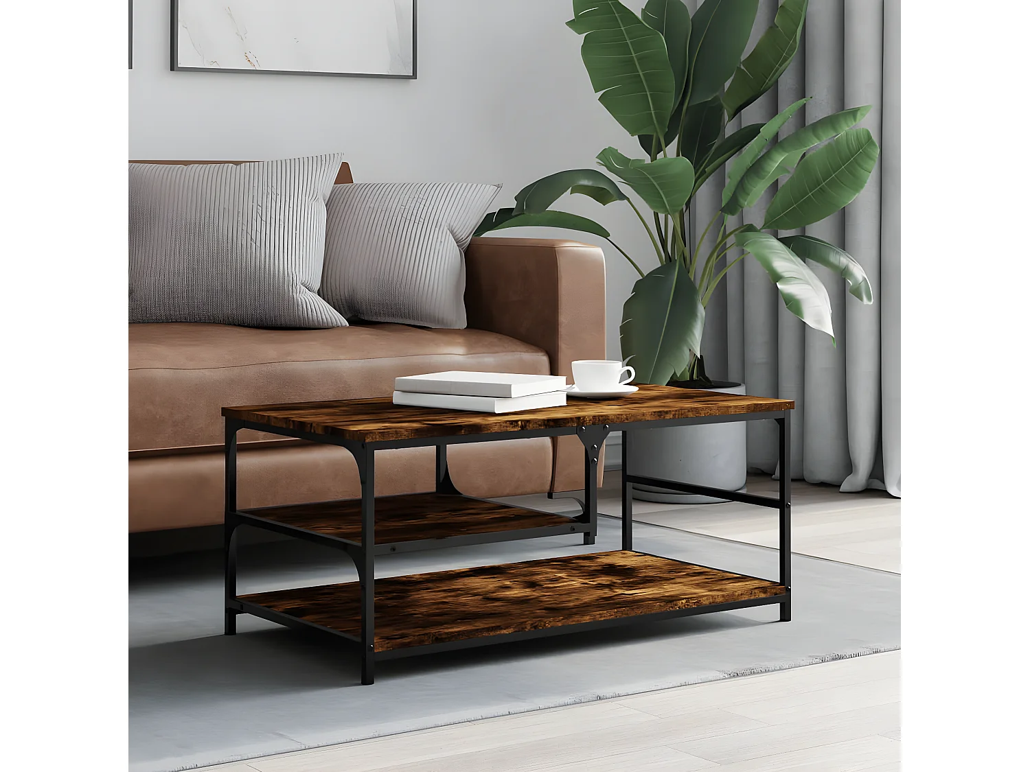 Couchtisch Beistelltisch Räuchereiche 90x49x40 cm Holzwerkstoff -MN95216