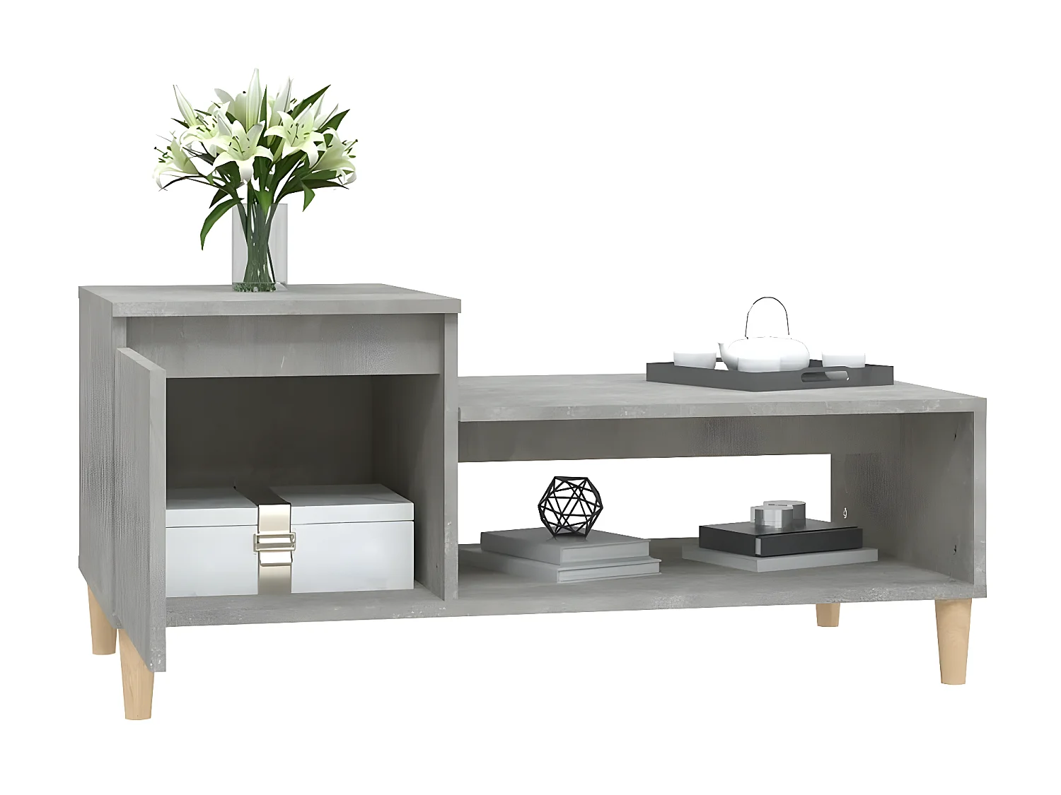 Couchtisch Beistelltisch Betongrau 100x50x45 cm Holzwerkstoff -MN87153