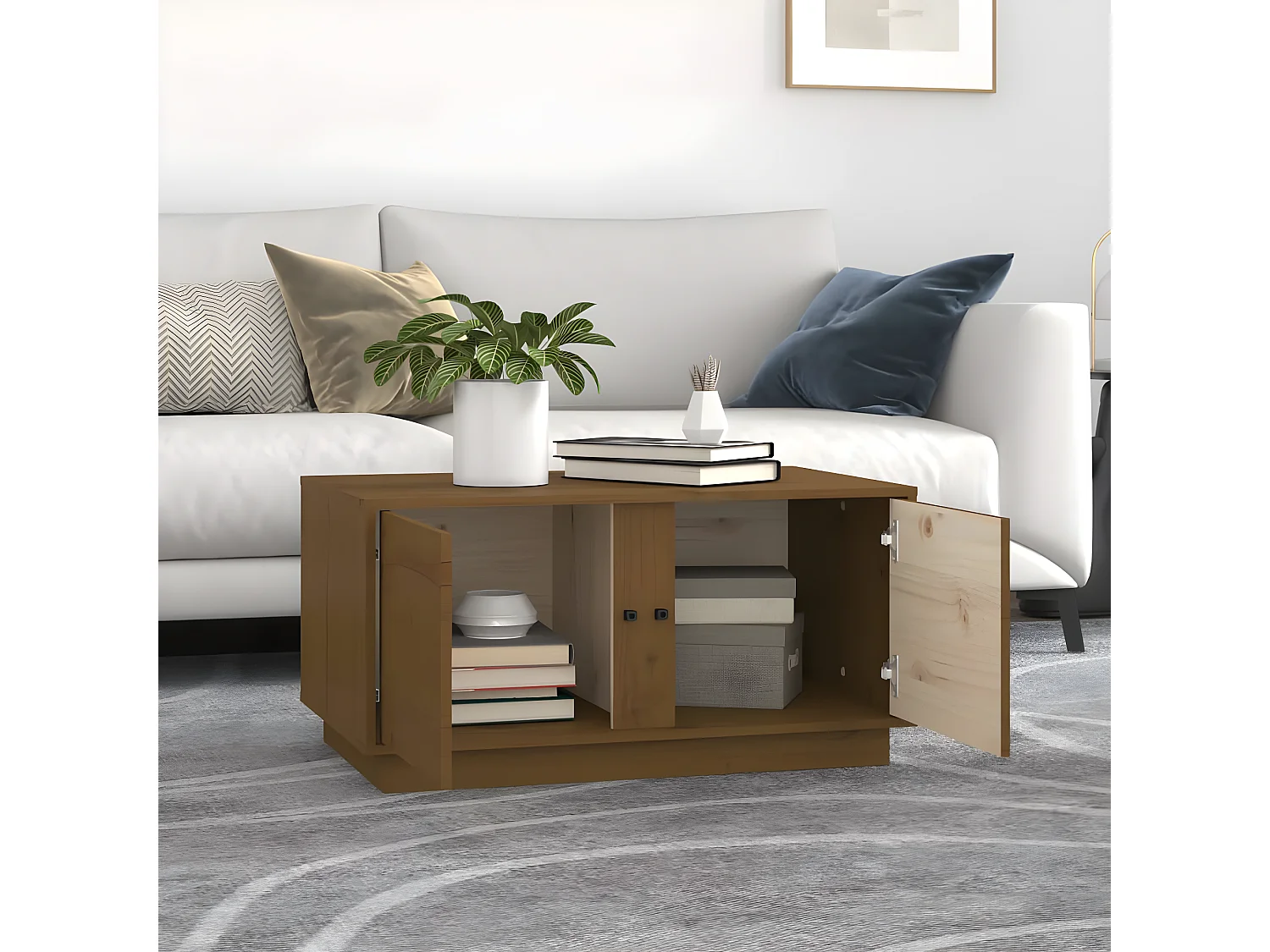 Couchtisch Beistelltisch Honigbraun 80x50x40 cm Massivholz Kiefer -MN78140