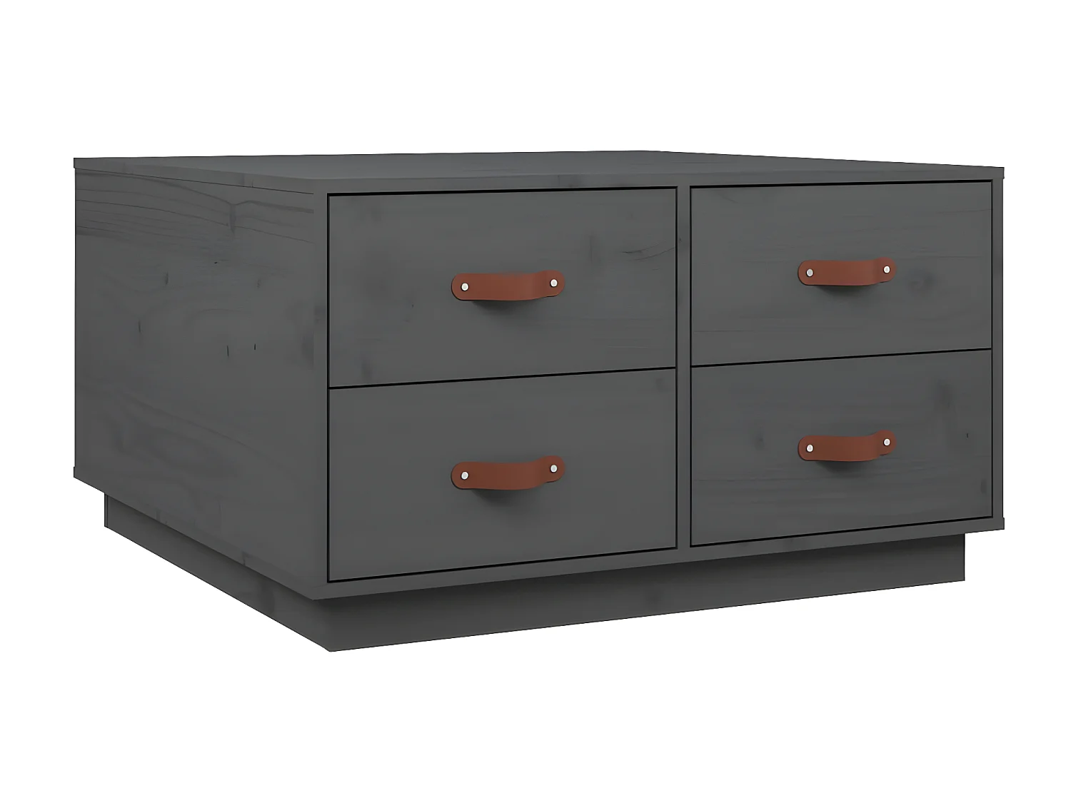 Couchtisch Beistelltisch Grau 80x80x45 cm Massivholz Kiefer -MN23605