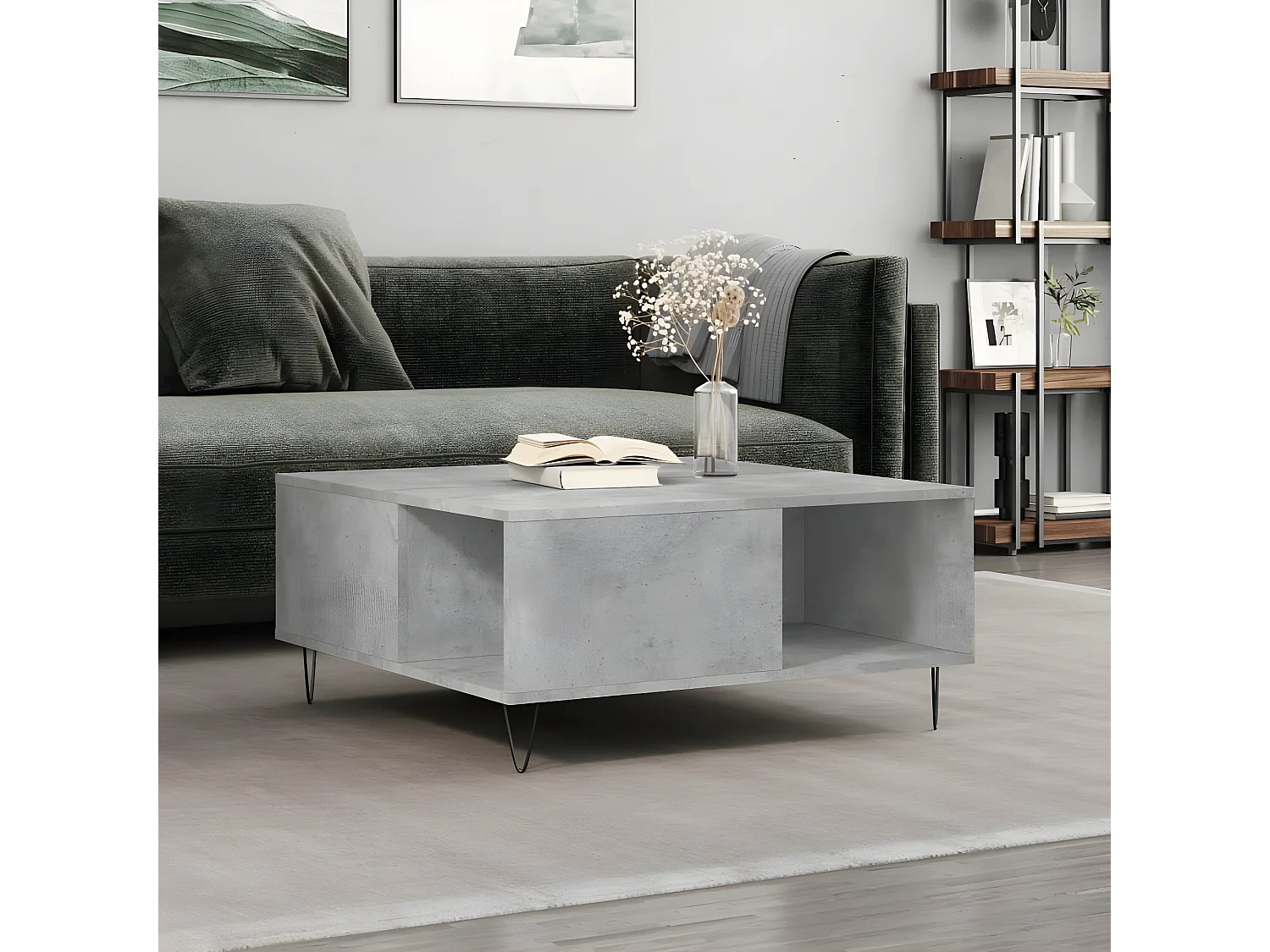 Couchtisch Beistelltisch Betongrau 80x80x36,5 cm Holzwerkstoff -MN38842