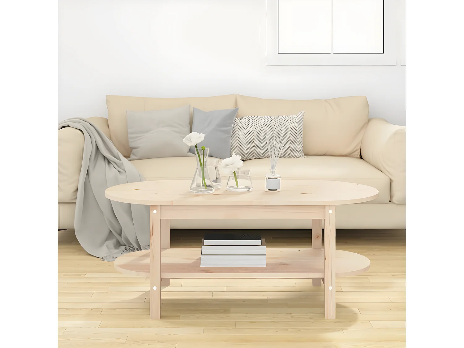 Couchtisch Beistelltisch 110x55x45 cm Massivholz Kiefer -MN17142