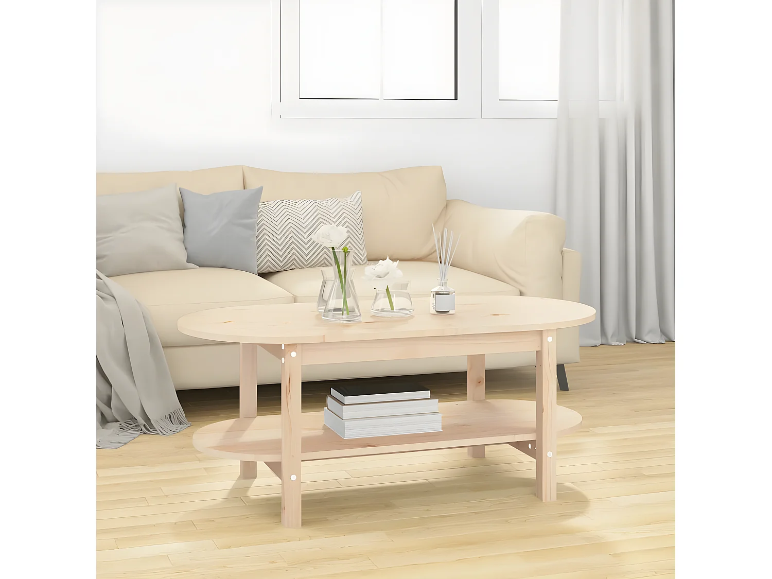 Couchtisch Beistelltisch 110x55x45 cm Massivholz Kiefer -MN17142