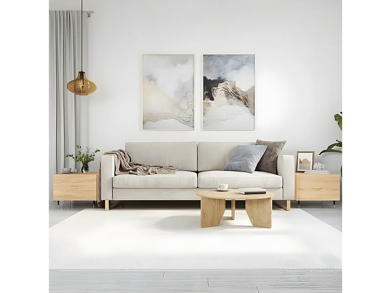 2er-Set Couchtische Beistelltisch Sonoma-Eiche 50x50x40 cm Holzwerkstoff -MN68270