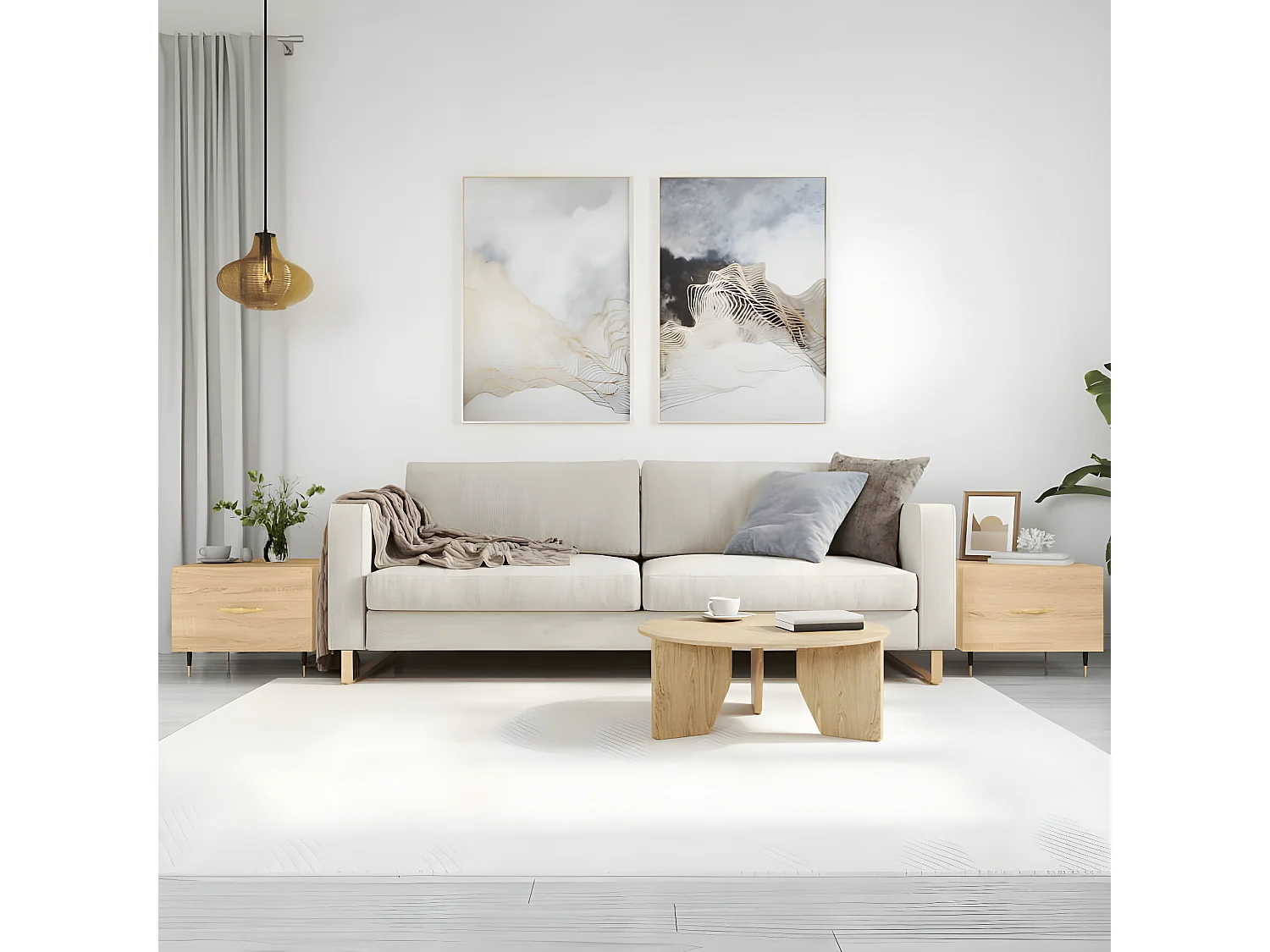 2er-Set Couchtische Beistelltisch Sonoma-Eiche 50x50x40 cm Holzwerkstoff -MN68270