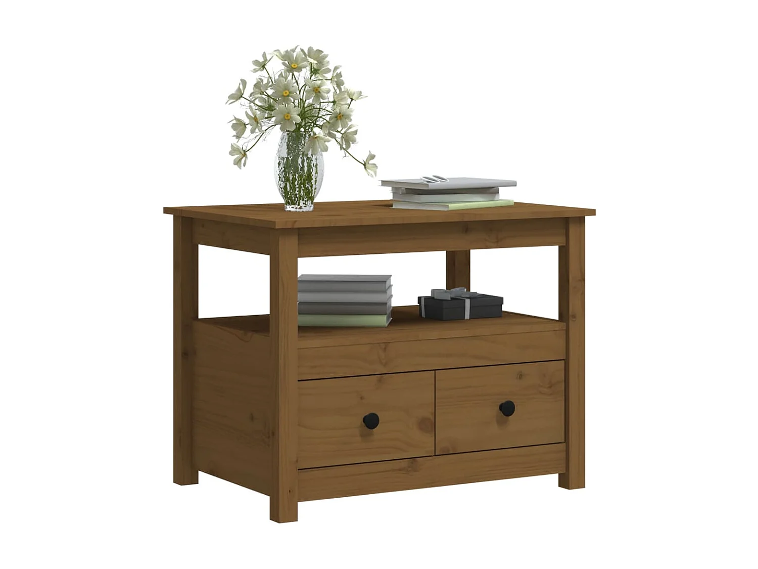 Couchtisch Beistelltisch Honigbraun 71x49x55 cm Massivholz Kiefer -MN20987