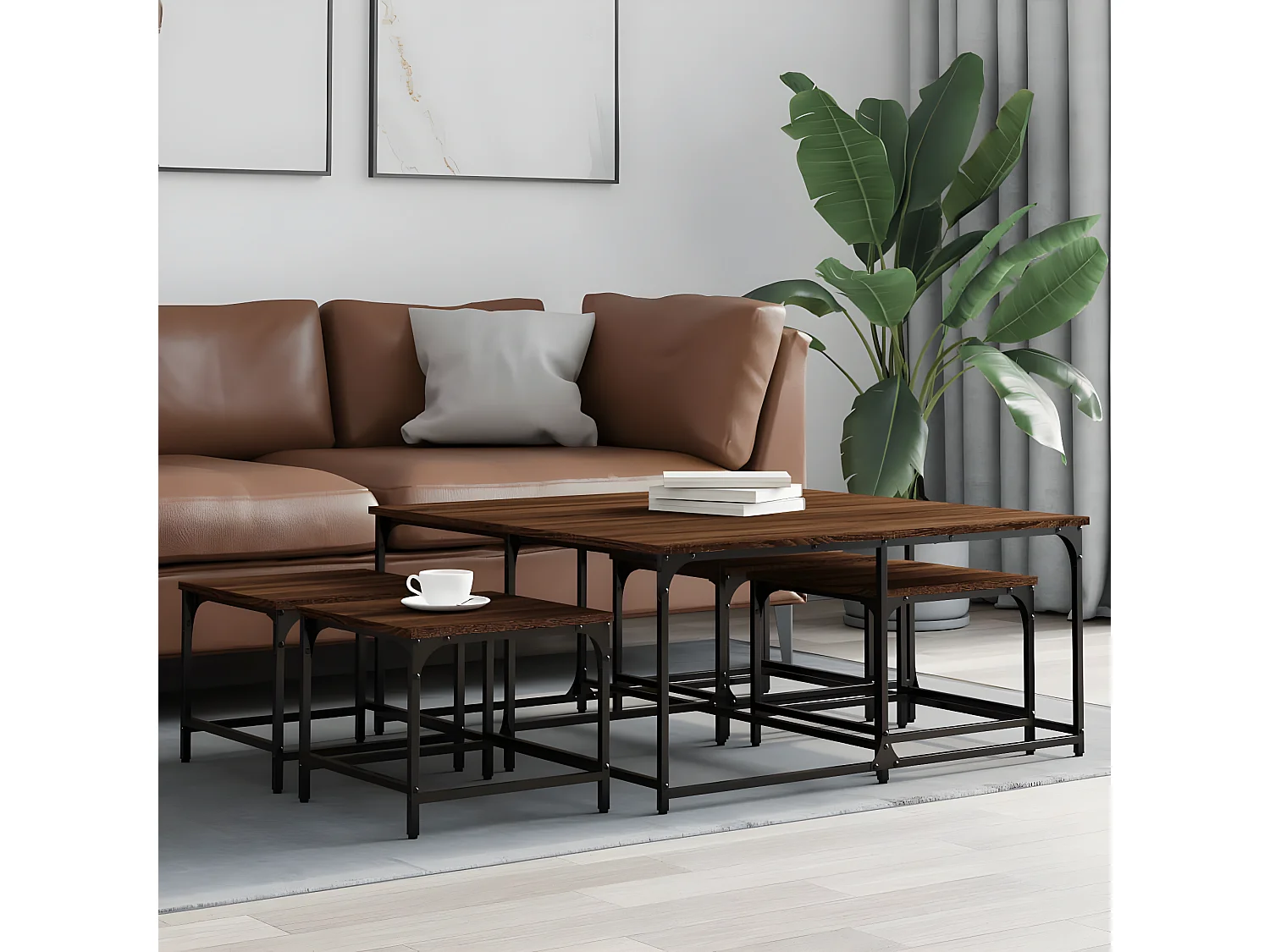 5er-Set Beistelltisch Satztische Braun Eichen-Optik Holzwerkstoff -MN37352