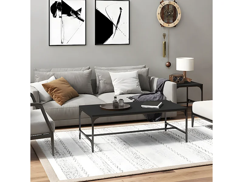 Couchtisch Beistelltisch Schwarz 100x50x35 cm Holzwerkstoff -MN12169