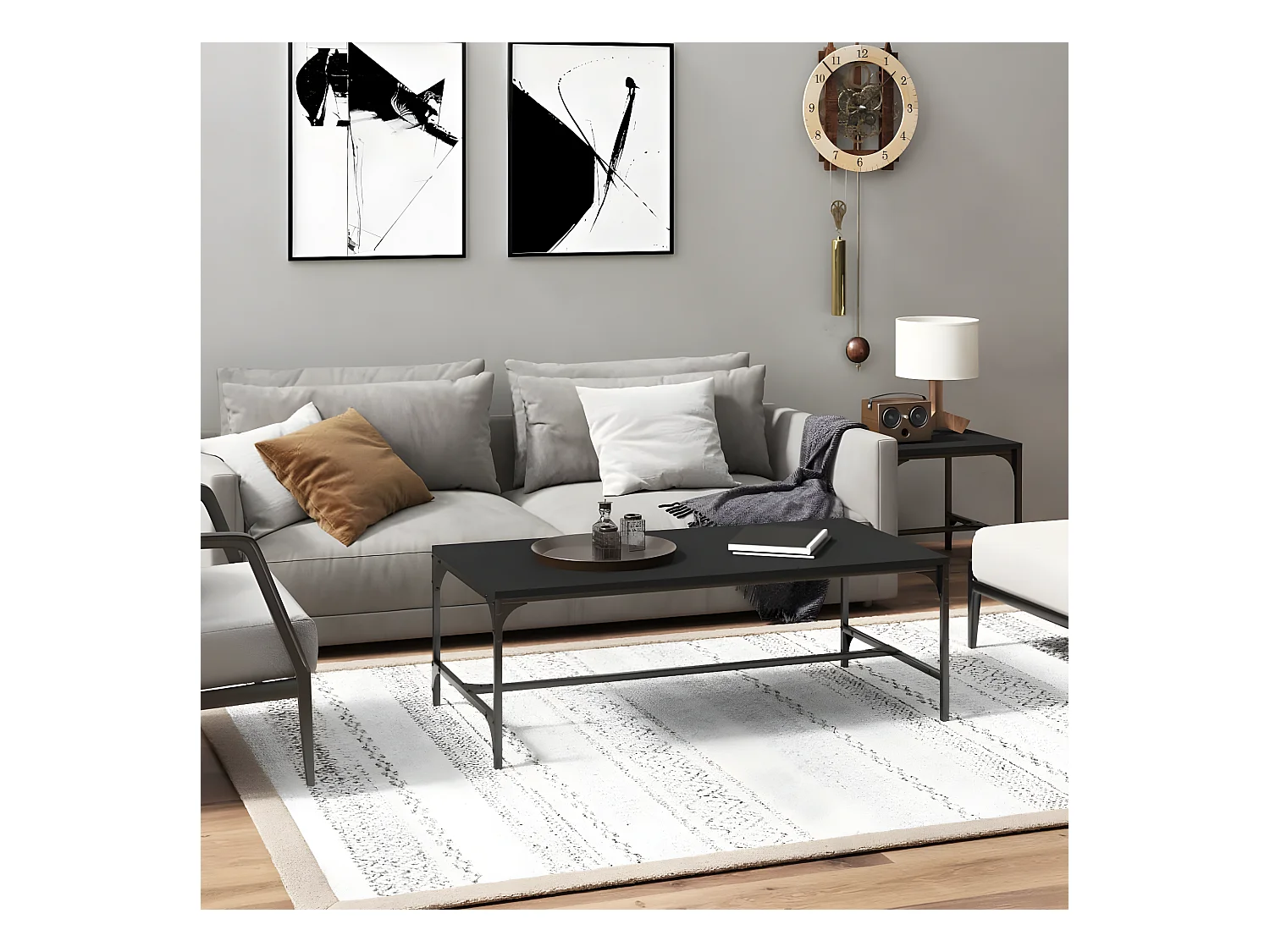 Couchtisch Beistelltisch Schwarz 100x50x35 cm Holzwerkstoff -MN12169