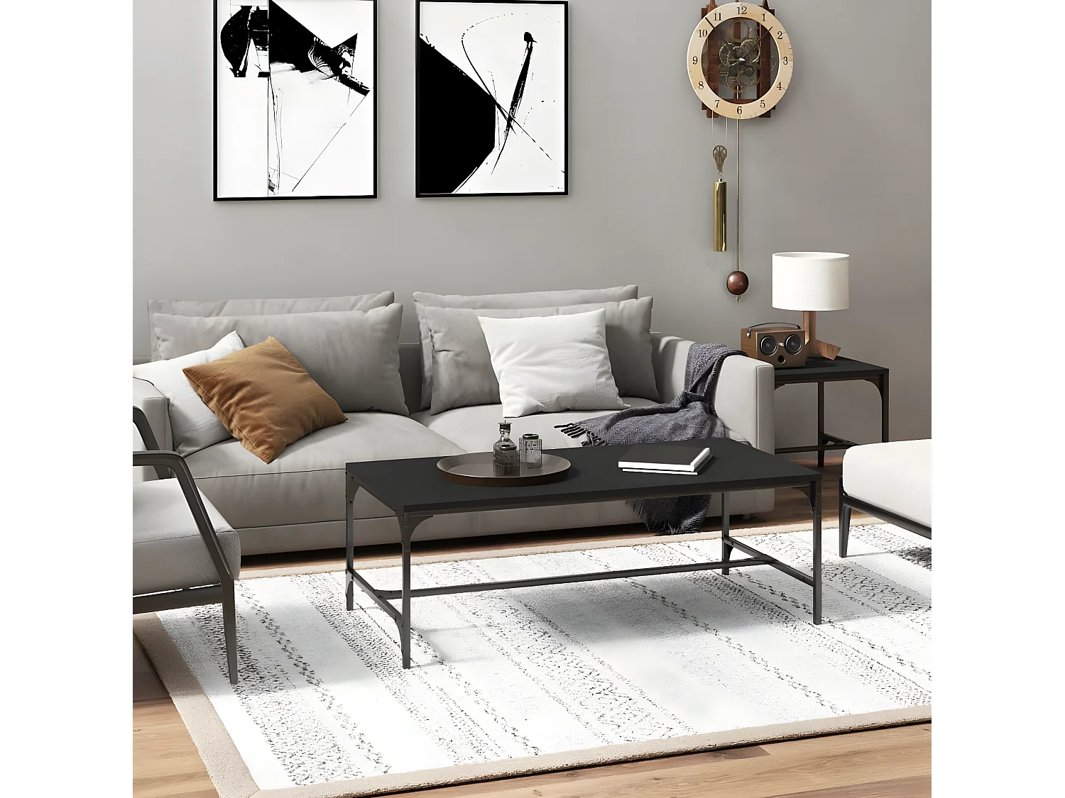 Couchtisch Beistelltisch Schwarz 100x50x35 cm Holzwerkstoff -MN12169