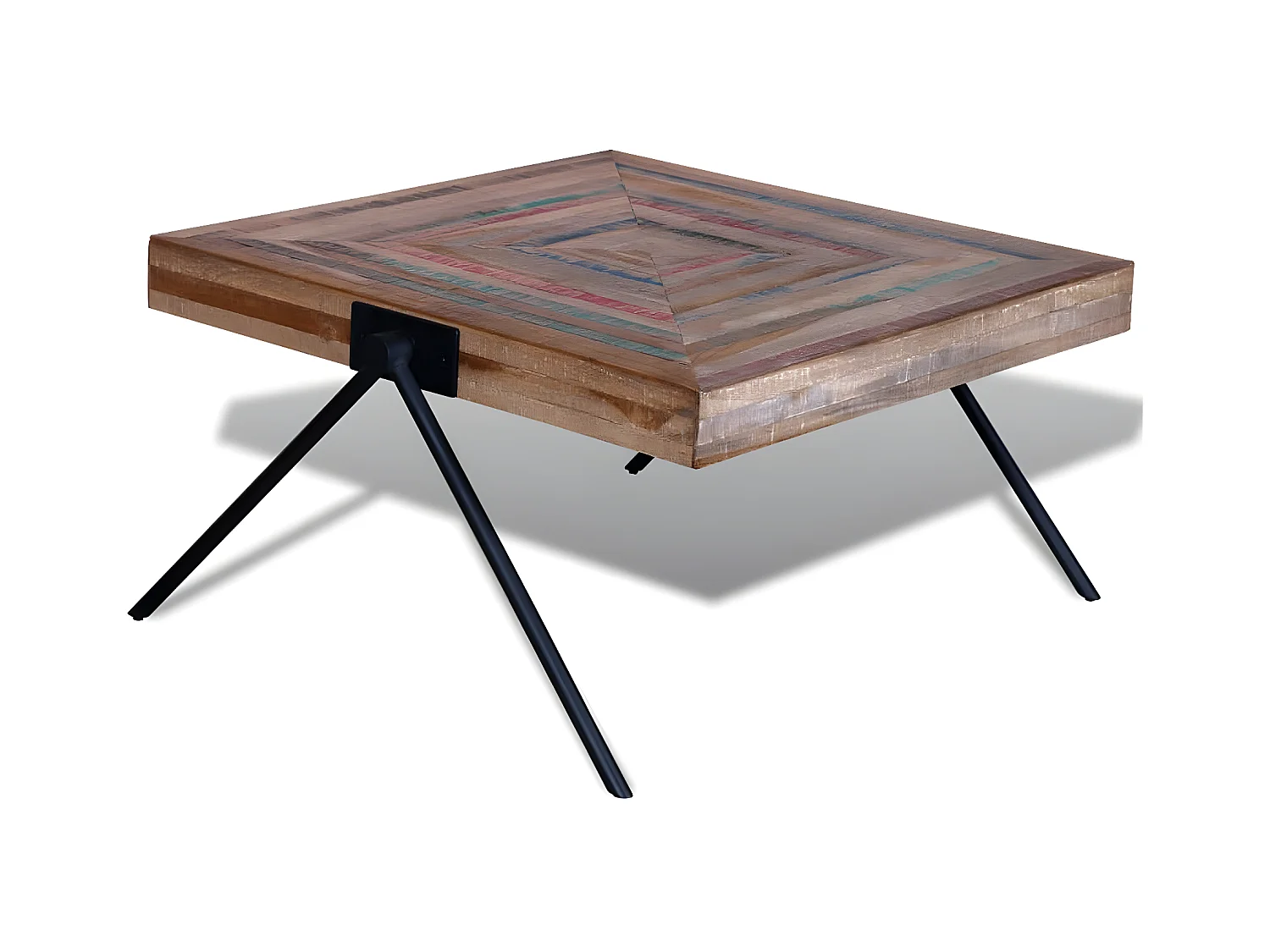 Couchtisch Beistelltisch mit V-förmigen Beinen Altholz Teak -MN36172