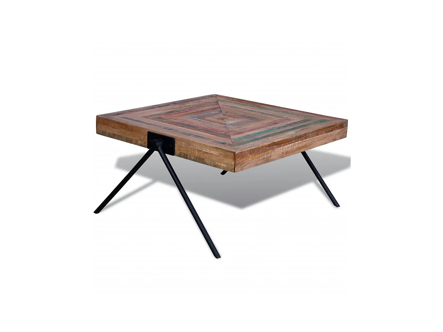 Couchtisch Beistelltisch mit V-förmigen Beinen Altholz Teak -MN36172