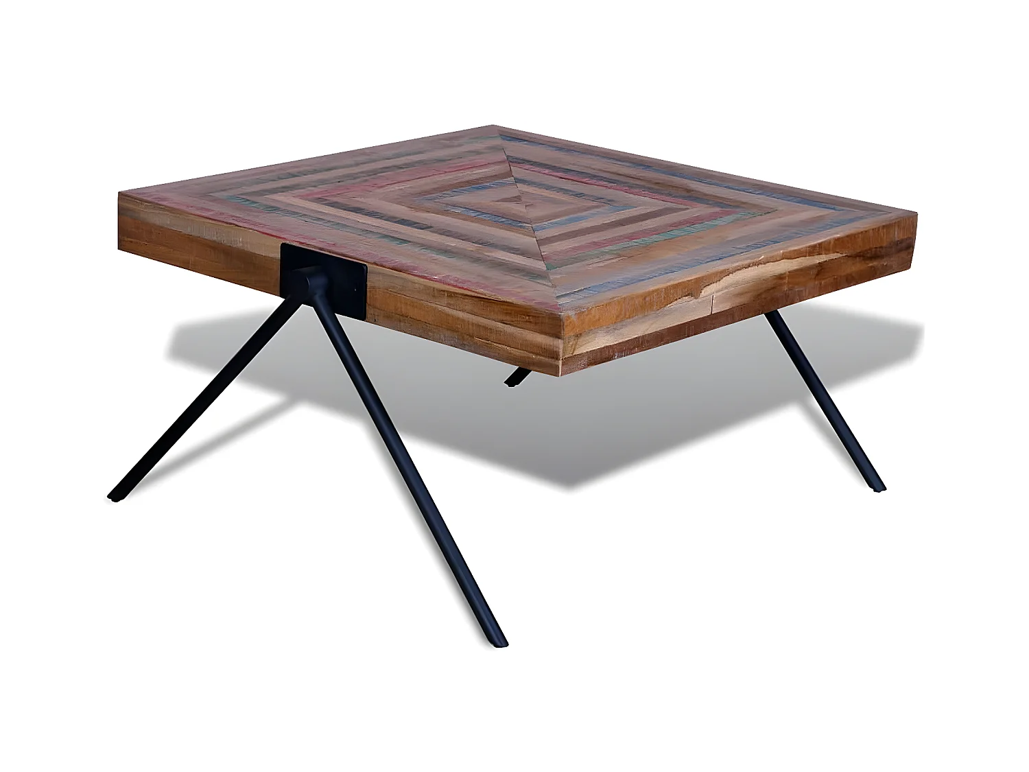 Couchtisch Beistelltisch mit V-förmigen Beinen Altholz Teak -MN36172
