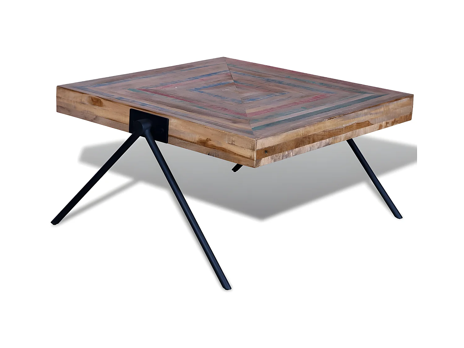 Couchtisch Beistelltisch mit V-förmigen Beinen Altholz Teak -MN36172