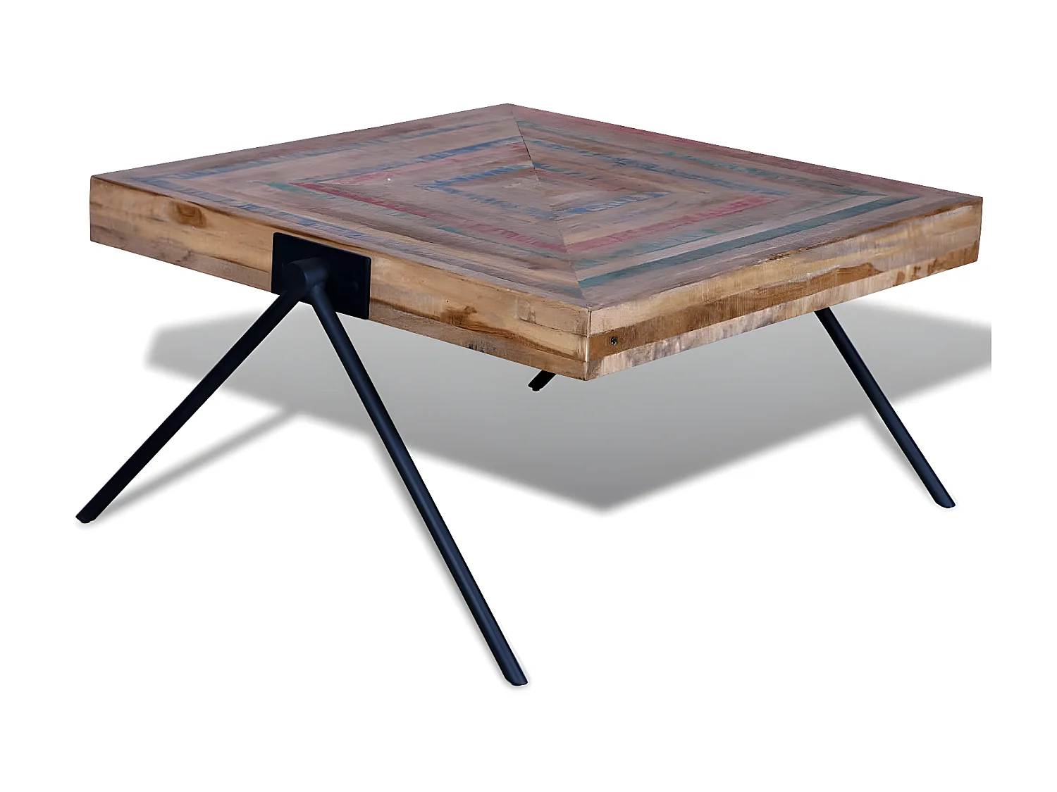 Couchtisch Beistelltisch mit V-förmigen Beinen Altholz Teak -MN36172