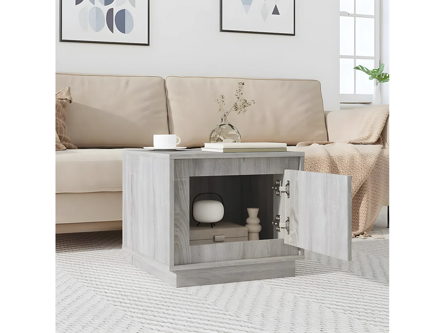 Couchtisch Beistelltisch Grau Sonoma 51x50x44 cm Holzwerkstoff -MN36297