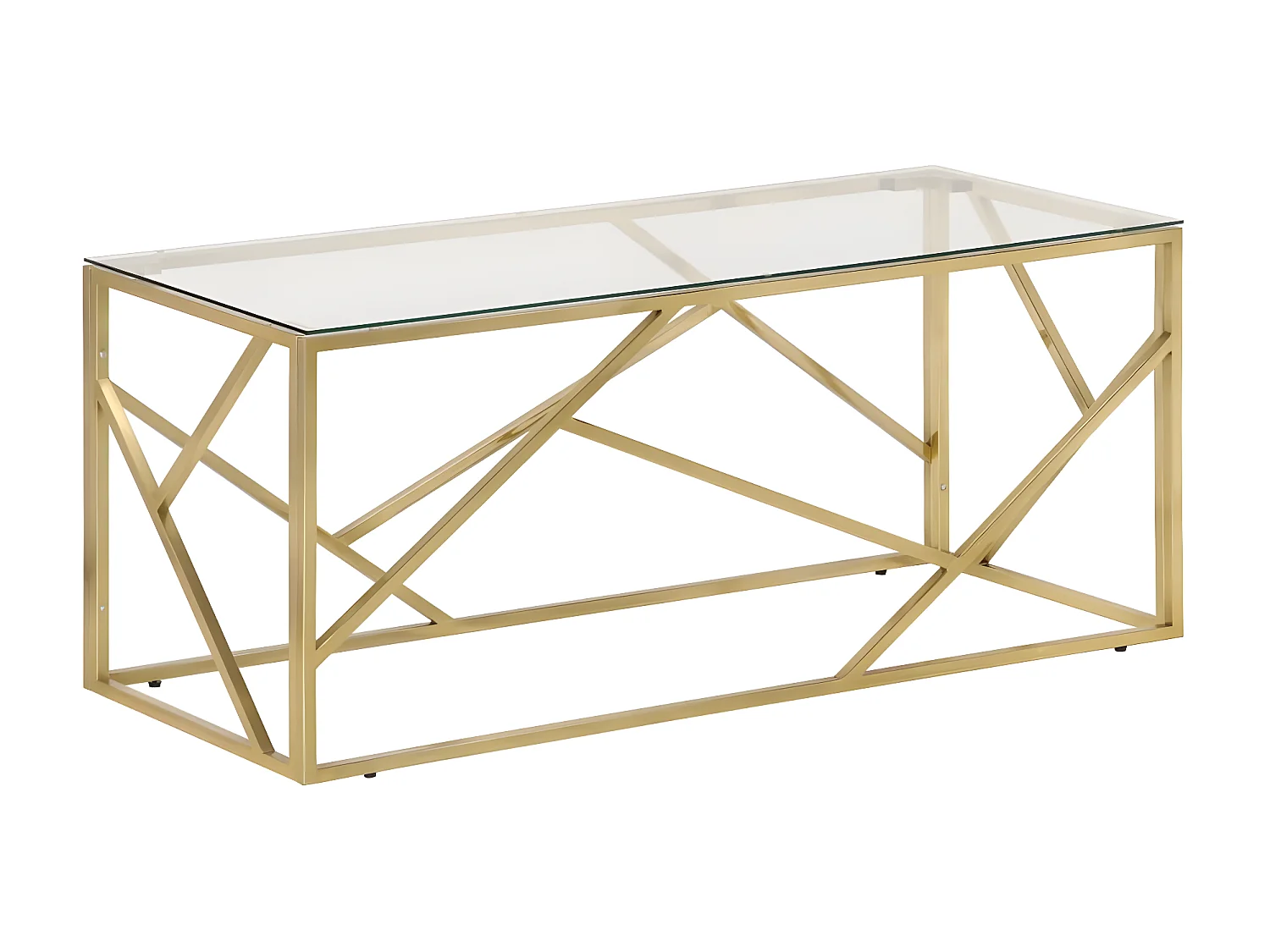 Couchtisch Beistelltisch Golden Edelstahl und Hartglas -MN35364