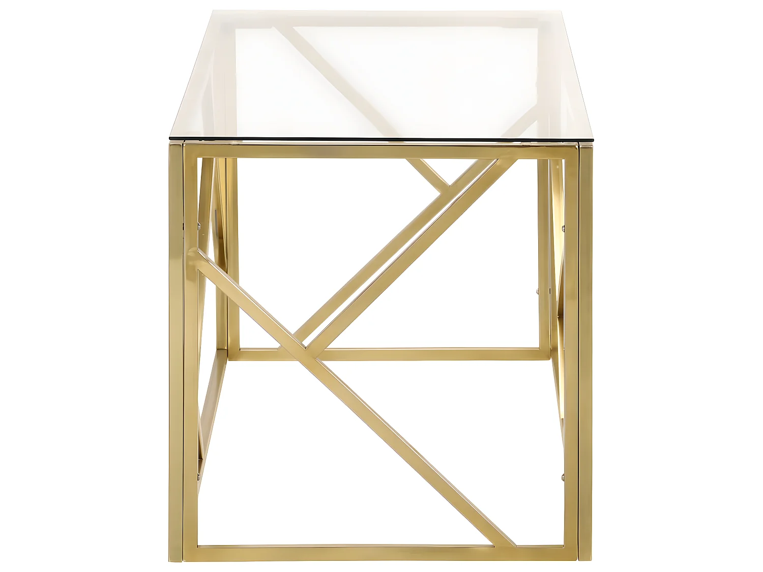 Couchtisch Beistelltisch Golden Edelstahl und Hartglas -MN35364