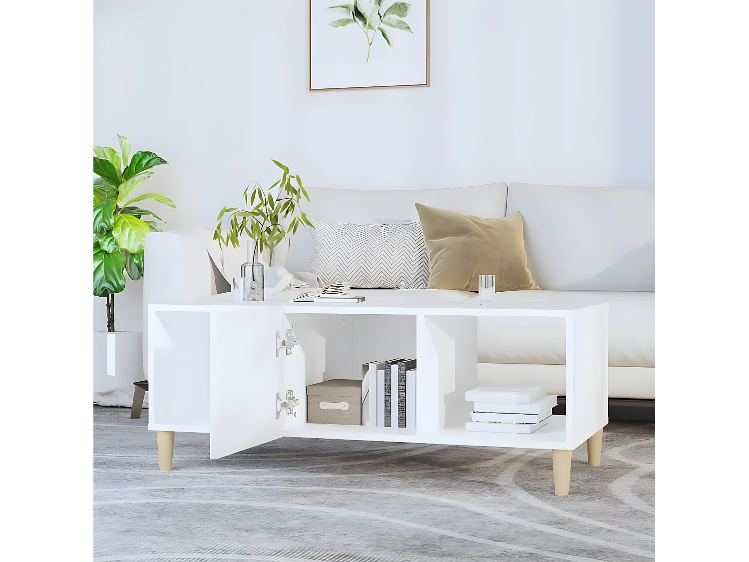 Couchtisch Beistelltisch Weiß 102x50x40 cm Holzwerkstoff -MN17585