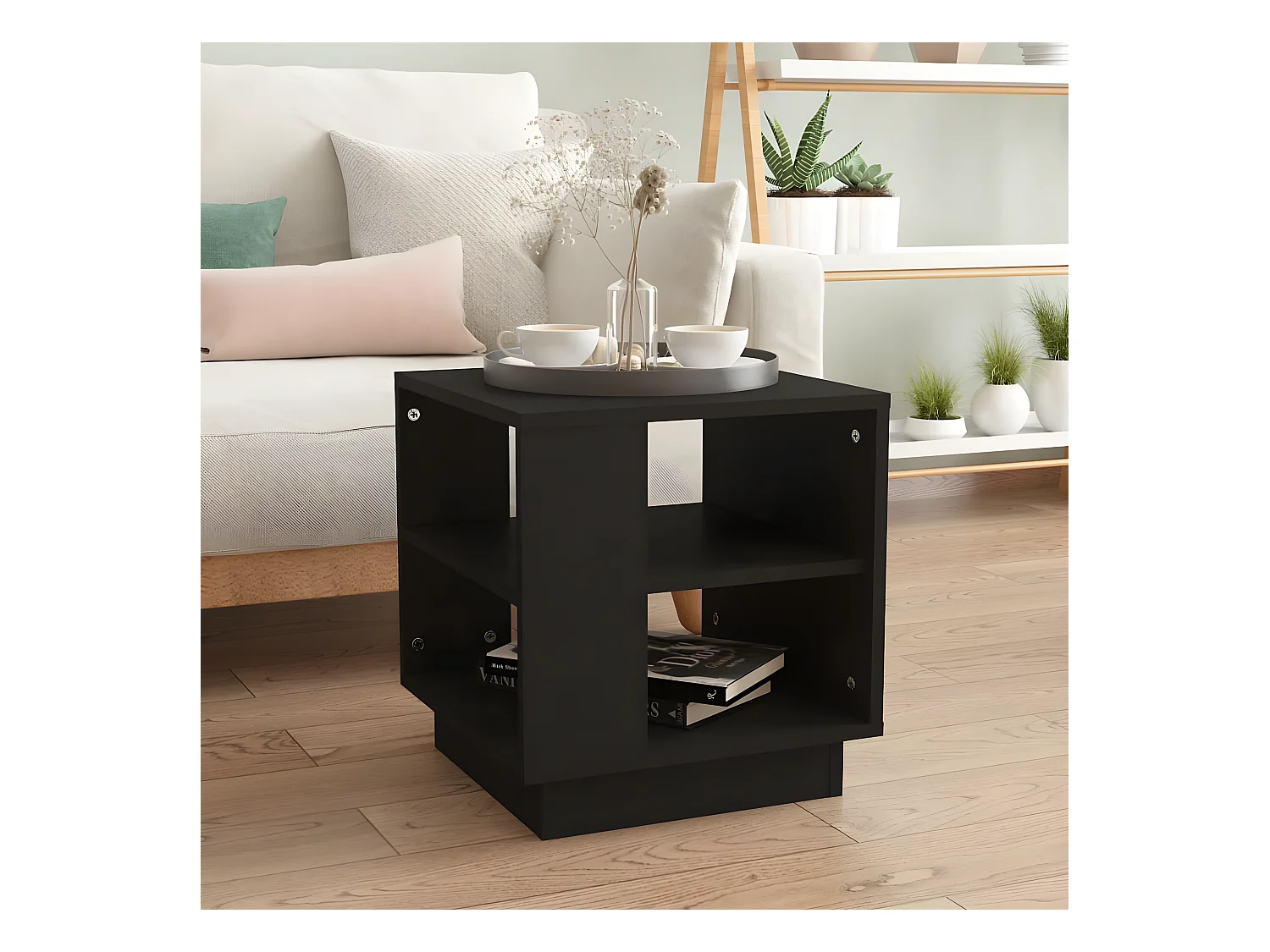 Couchtisch Beistelltisch Schwarz 40x40x43 cm Holzwerkstoff -MN37684