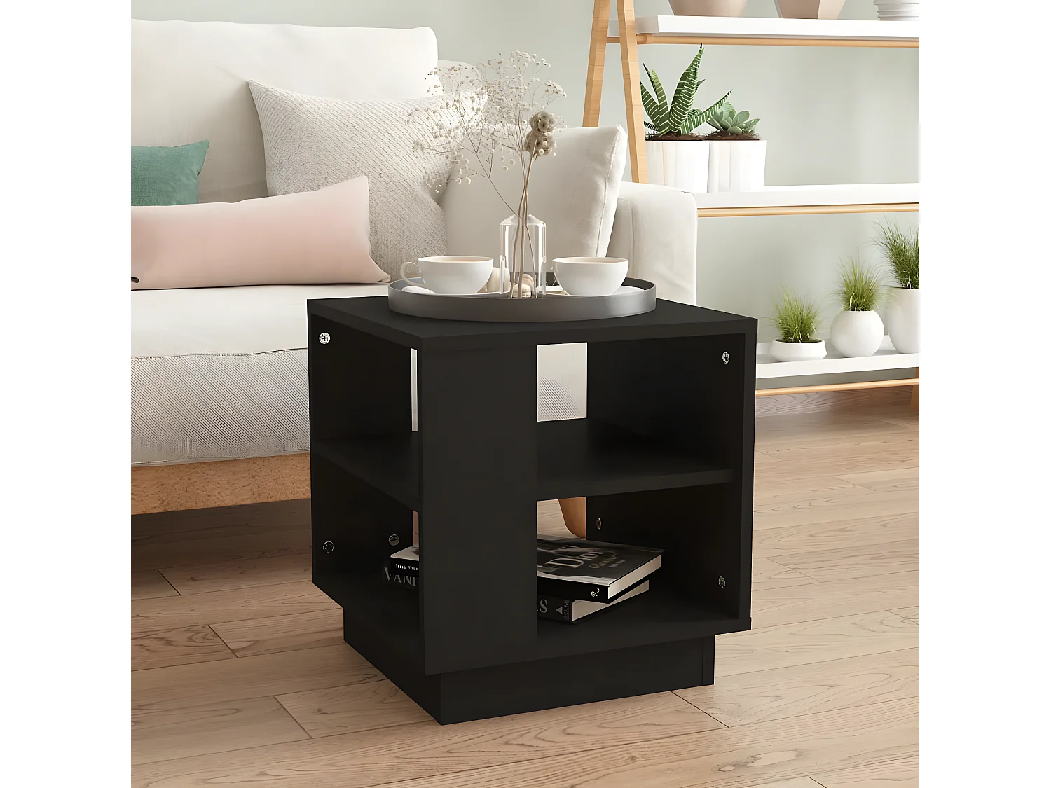 Couchtisch Beistelltisch Schwarz 40x40x43 cm Holzwerkstoff -MN37684