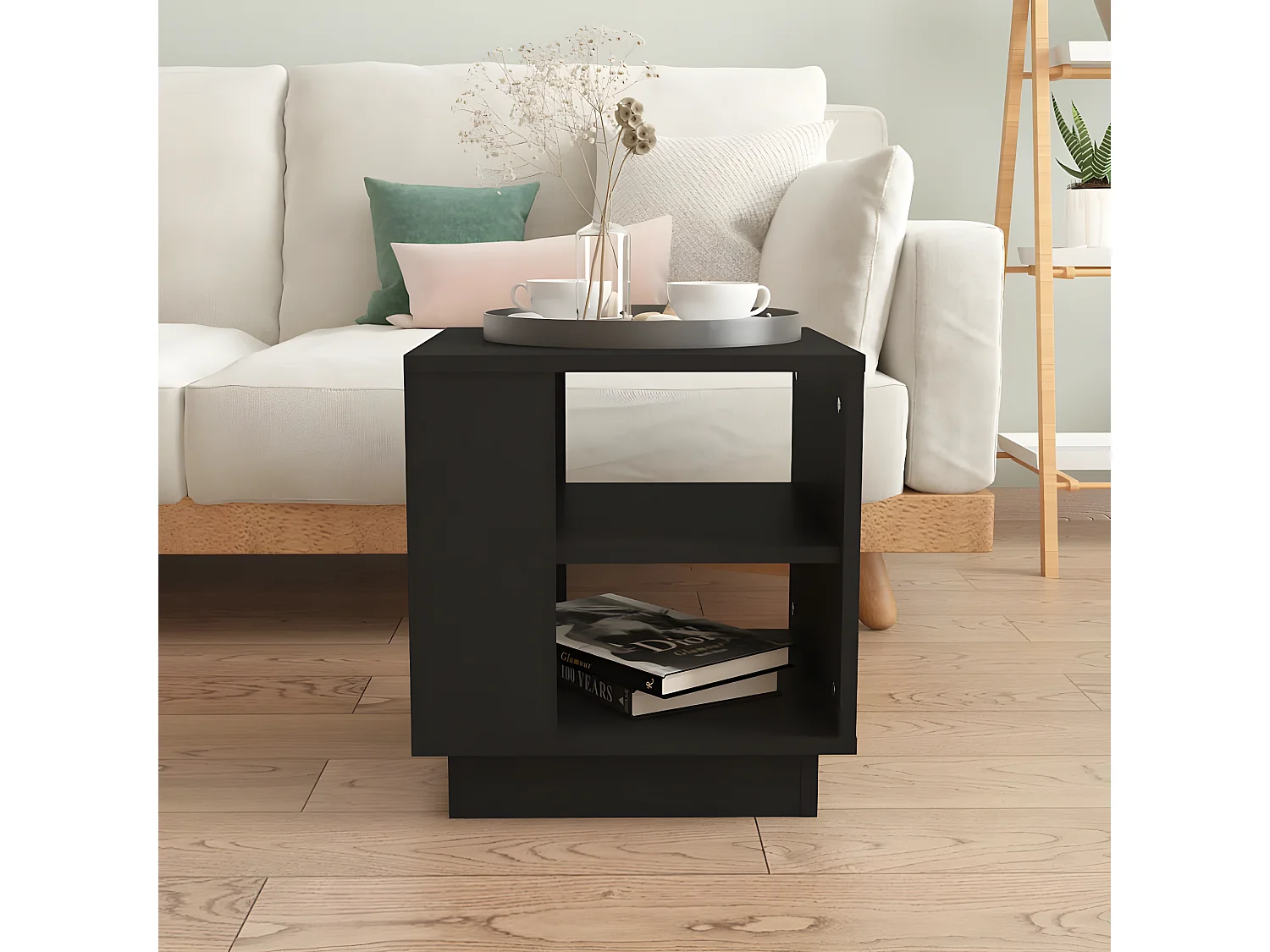 Couchtisch Beistelltisch Schwarz 40x40x43 cm Holzwerkstoff -MN37684