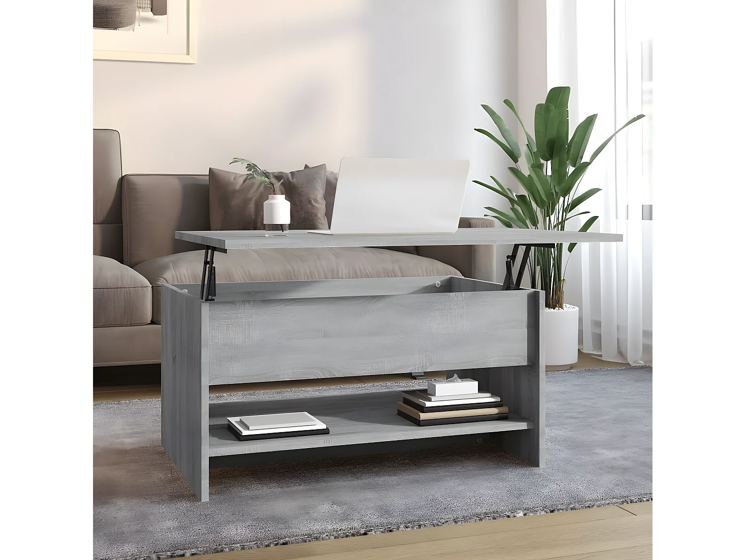 Couchtisch Beistelltisch Grau Sonoma 80x50x40 cm Holzwerkstoff -MN67727