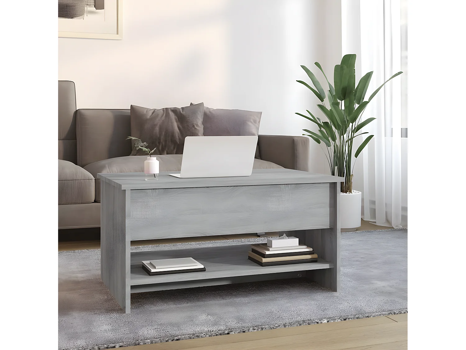 Couchtisch Beistelltisch Grau Sonoma 80x50x40 cm Holzwerkstoff -MN67727