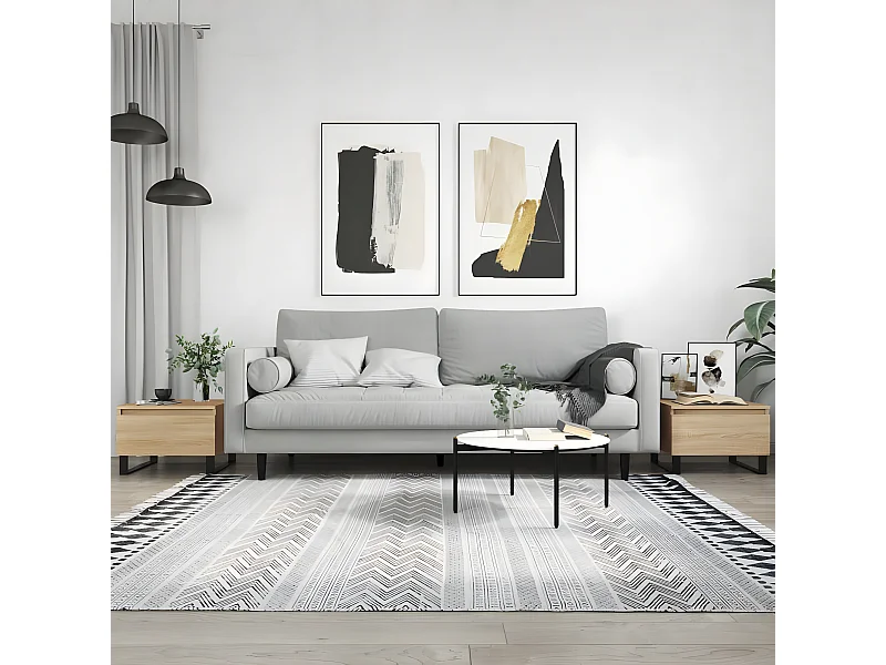 2er-Set Couchtische Beistelltisch Sonoma-Eiche 50x46x35 cm Holzwerkstoff -MN75903