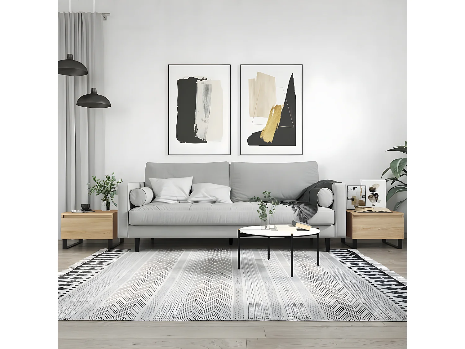 2er-Set Couchtische Beistelltisch Sonoma-Eiche 50x46x35 cm Holzwerkstoff -MN75903