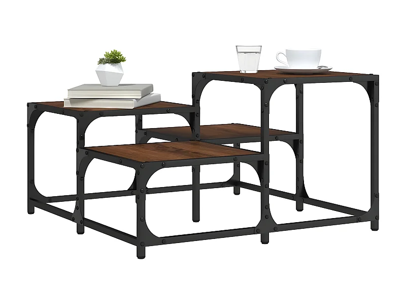 Couchtisch Braun Beistelltisch Eichen-Optik 68x68x40 cm Holzwerkstoff -MN24525