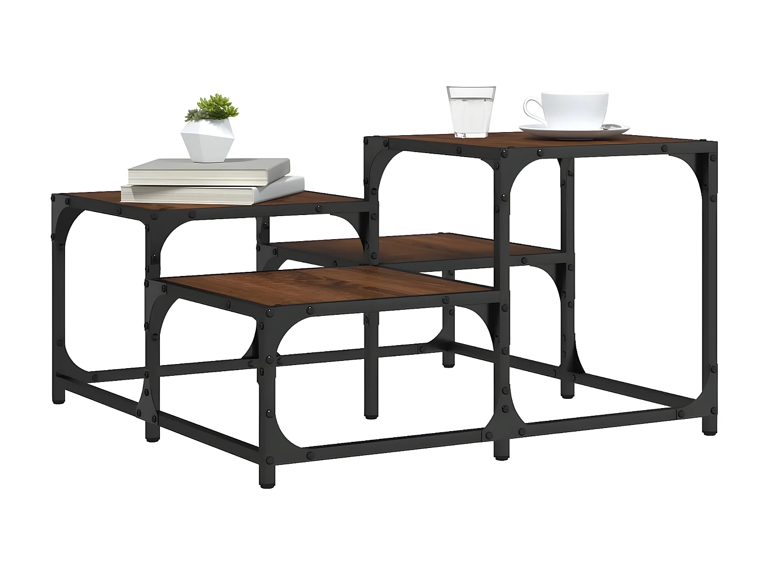 Couchtisch Braun Beistelltisch Eichen-Optik 68x68x40 cm Holzwerkstoff -MN24525