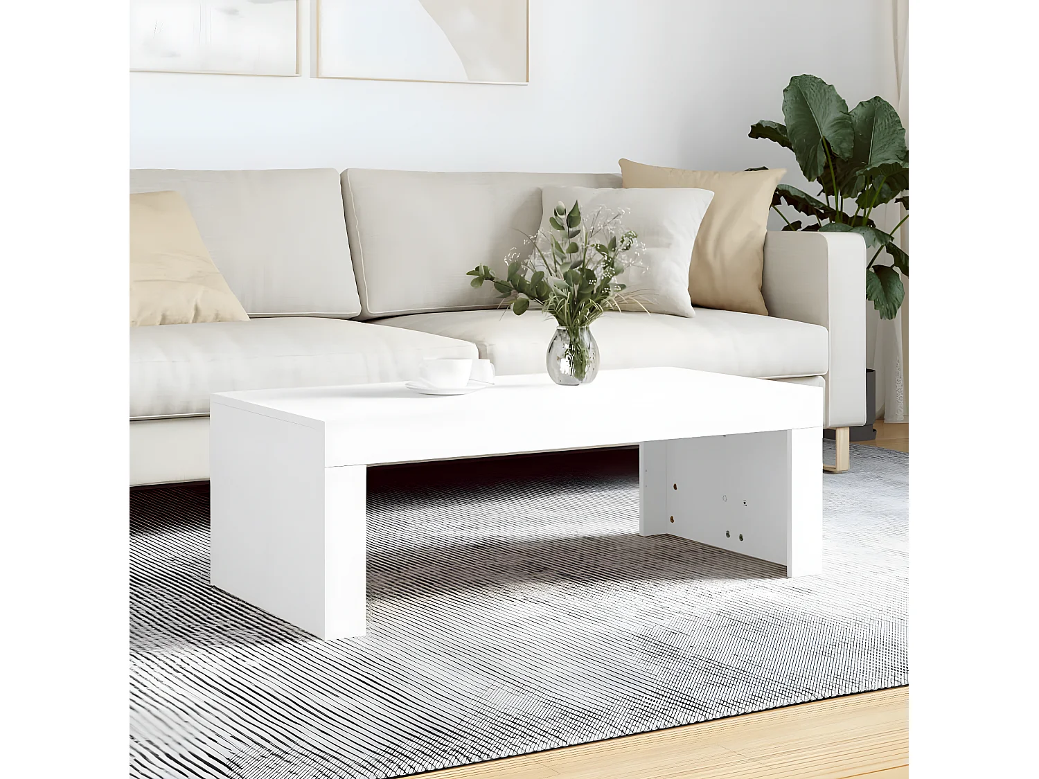 Couchtisch Beistelltisch Weiß 102x50x36 cm Holzwerkstoff -MN34245