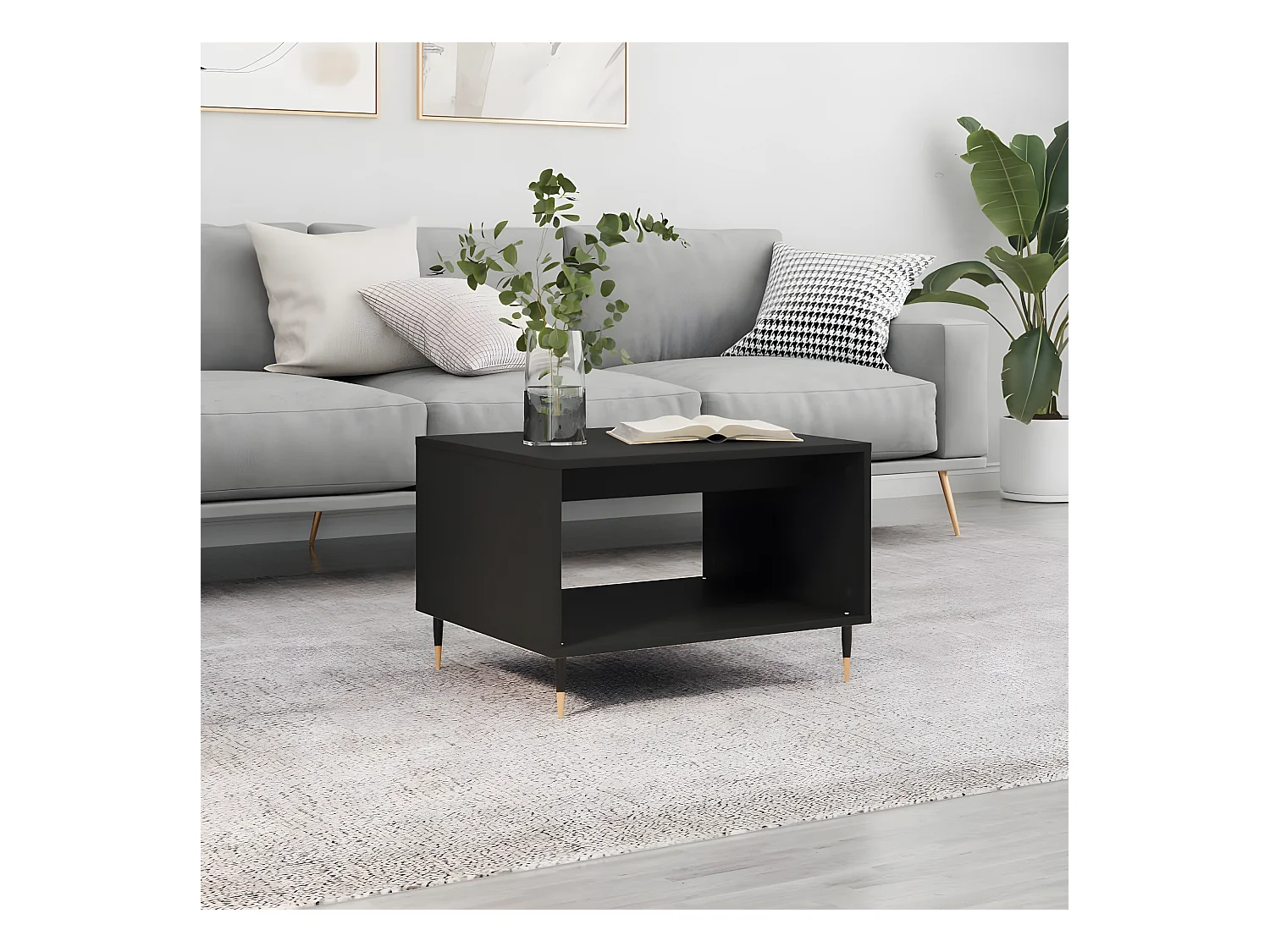 Couchtisch Beistelltisch Schwarz 60x50x40 cm Holzwerkstoff -MN69524