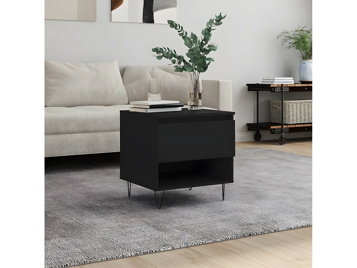 Couchtisch Beistelltisch Schwarz 50x46x50 cm Holzwerkstoff -MN46279