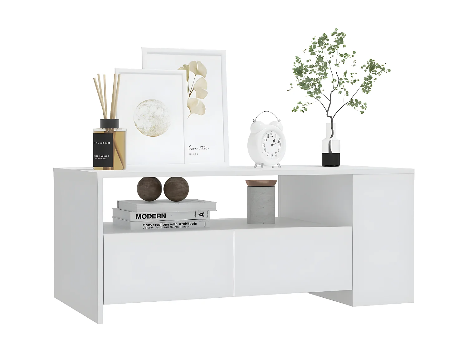 Couchtisch Beistelltisch Weiß 102x55x42 cm Holzwerkstoff -MN30085