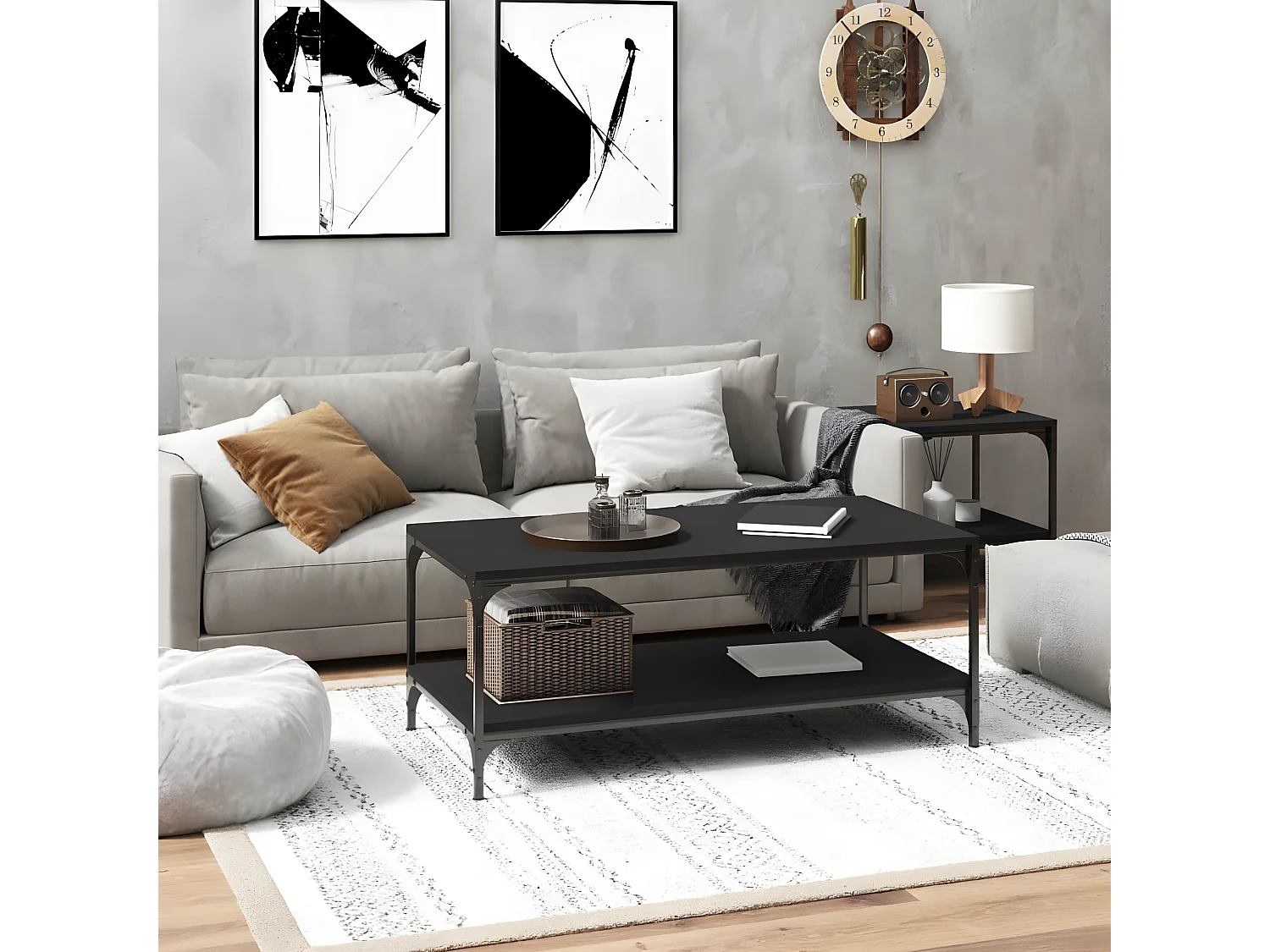 Couchtisch Beistelltisch Schwarz 100x50x40 cm Holzwerkstoff -MN24244