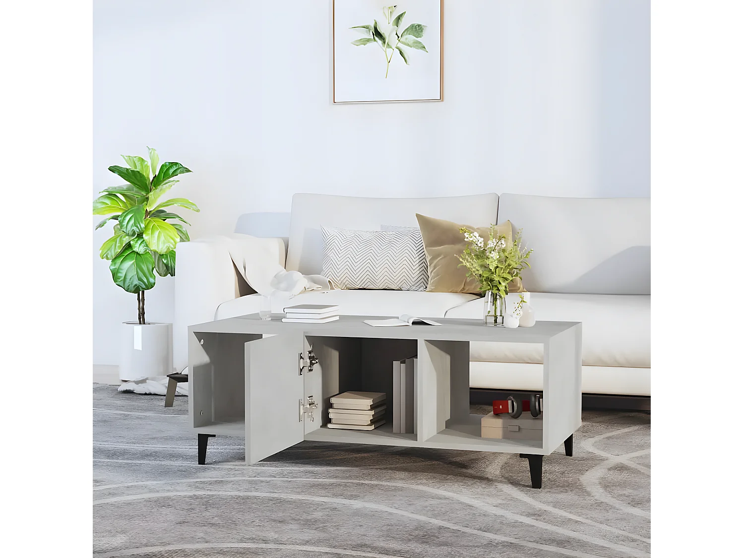 Couchtisch Beistelltisch Betongrau 102x50x40 cm Holzwerkstoff -MN19828