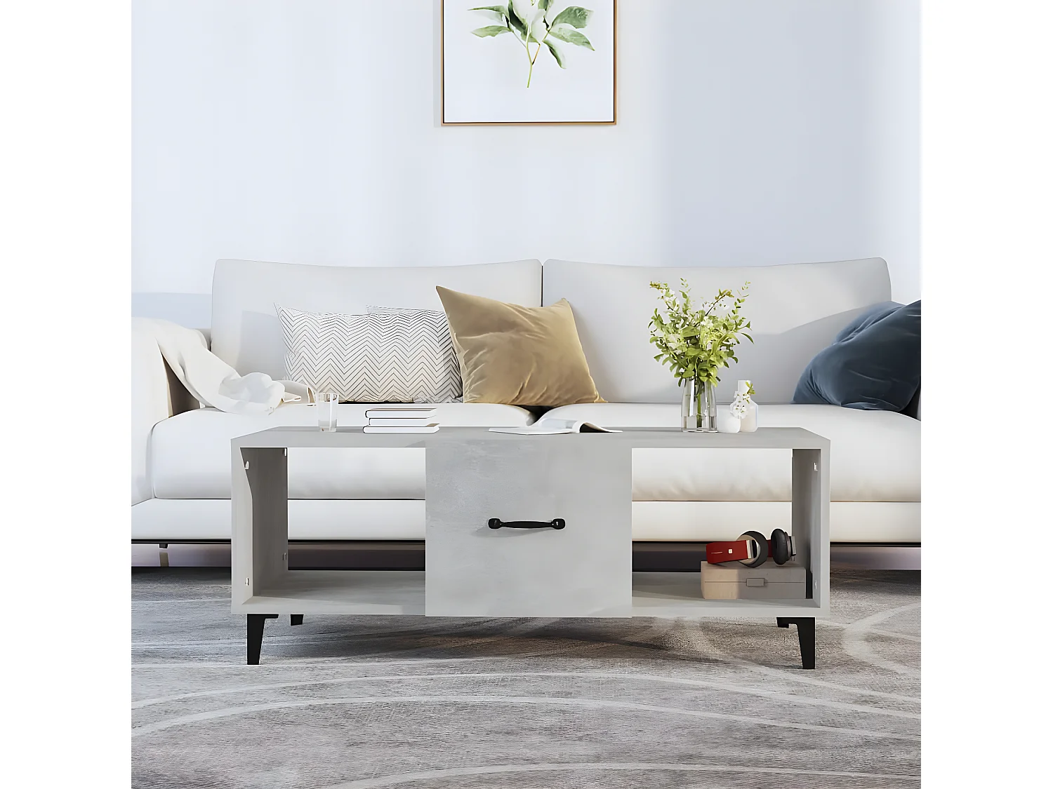 Couchtisch Beistelltisch Betongrau 102x50x40 cm Holzwerkstoff -MN19828